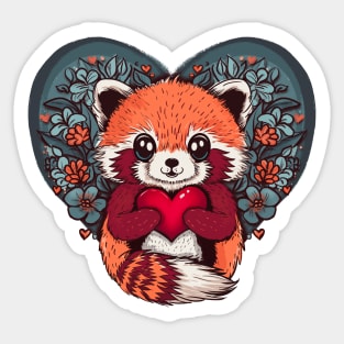 Cute Red Panda for Valentines Day Sticker